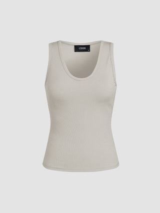 Scoop Neckline Knit Crop Top