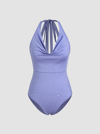 Sequin V-neck Halter Bodysuit