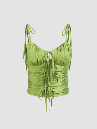 Ruched Knotted Crop Top