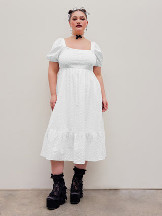 Floral Puff Sleeve Midi Dress Curve & Plus