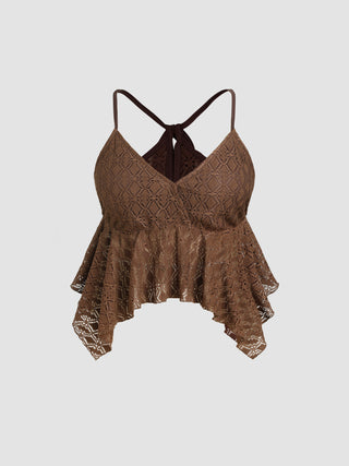 Hollow Out V-neck Lace Tank Top Curve & Plus