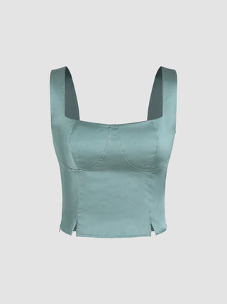 Satin Square Neck Tank Top