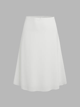 Mid Waist Bowknot Midi Skirt
