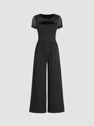 Short Sleeve Cut Out Wide Leg Jumpsuit