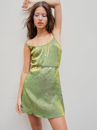 Scoop Neckline Mini Dress With Shell Chain