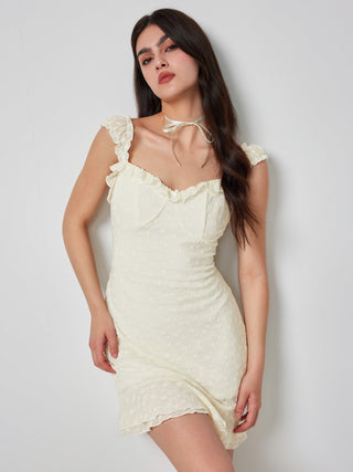 Floral Lace Ruffle Hem Mini Dress