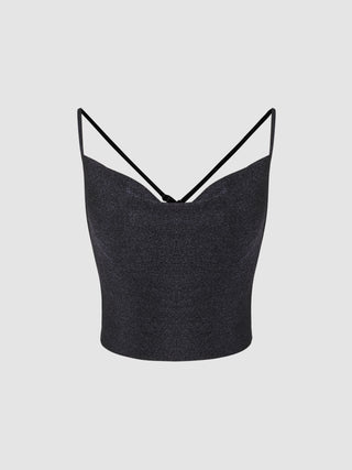 Glitter Cowl Neck Tank Top