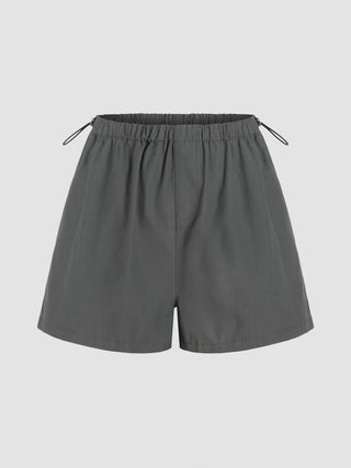 High Waist Drawstring Wide Leg Shorts