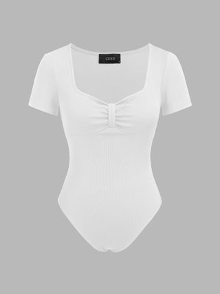 Scoop Neckline Ruched Bodysuit