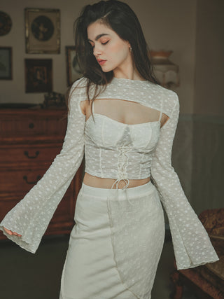 Floral Round Neckline Long Sleeve Cardigan