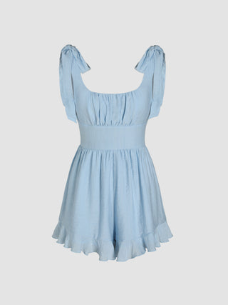Ruched Tie Back Knotted Romper