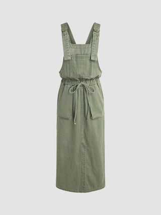 Denim Knotted Pocket Maxi Dress