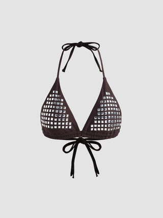 Halter Rhinestone Triangle Bikini Top