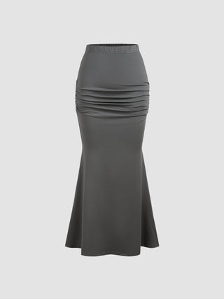 Ruched Ruffle Mermaid Maxi Skirt