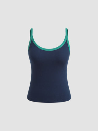 Rib U-neckline Contrasting Binding Cami Top
