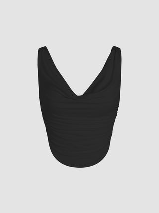 Ruched Off-shoulder Knit Crop Top