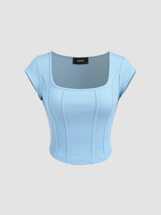 Scoop Neckline Short Sleeve Top