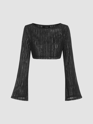 Hollow Out Long Sleeve Blouse