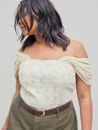 Floral Corset Off-shoulder Short Sleeve Blouse Curve & Plus