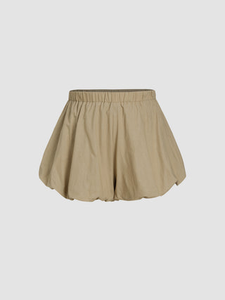 Mid Waist Shirred Wide Leg Ruffle Hem Shorts Curve & Plus