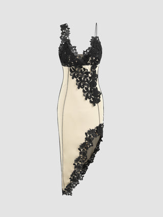 Floral Lace V-neck Midi Dress