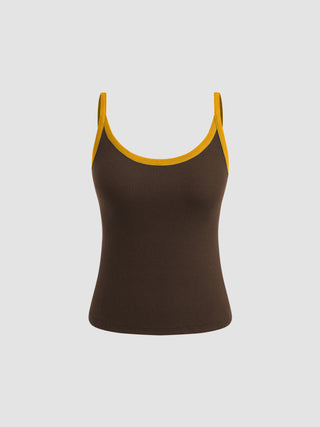Rib U-neckline Contrasting Binding Cami Top