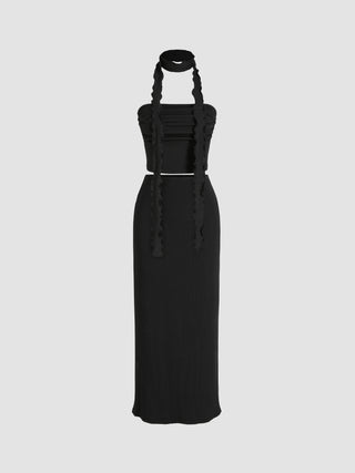 Jersey Halter Top & Maxi Skirt Marching Set