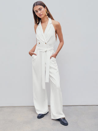 Halter Belted Straight Leg Jumpsuit