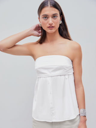 Ruched Button Tube Blouse