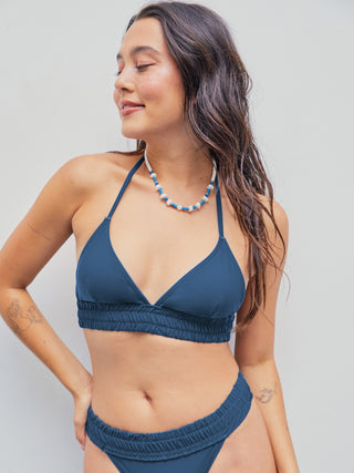 Halter Ruched Triangle Bikini Top