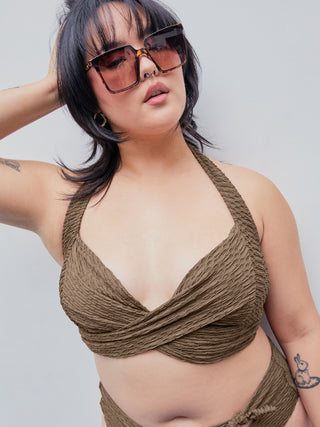 Halter Knitted Bikini Top Curve & Plus