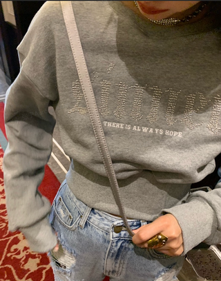 EMBRACE Round Neckline Crop Sweatshirt