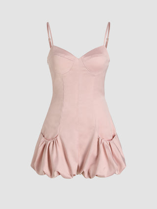 Satin Pocket Wide Leg Bubble Romper