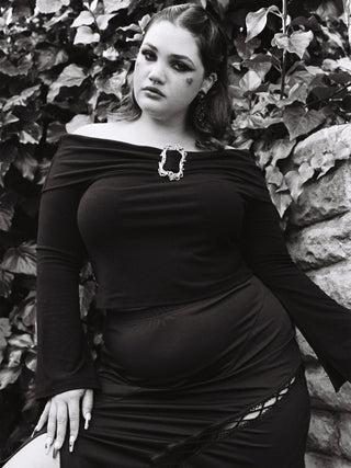 Off-shoulder Ruched Long Sleeve Top Curve & Plus