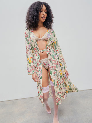 Floral Print Belted Robe