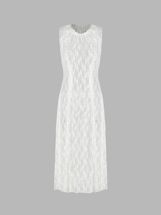 Floral Lace Round Neckline Tank Maxi Dress