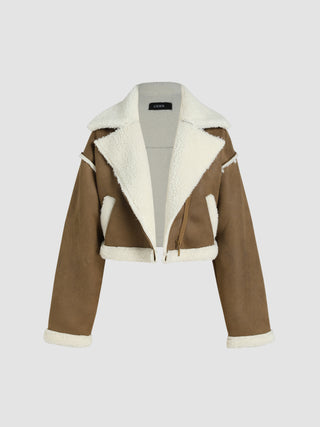Faux Sherpa Oversized Biker Jacket