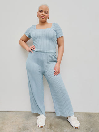 Short Sleeve Top & Trousers Lounge Set Curve & Plus