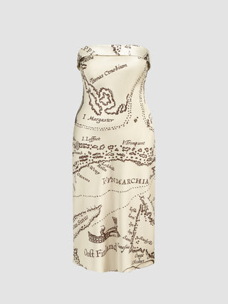Satin Tube All Over Print Maxi Dress Curve & Plus
