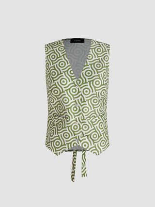 Geometric V-neck Tie Back Vest