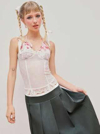 Halter Floral Lace Patched Cami Top
