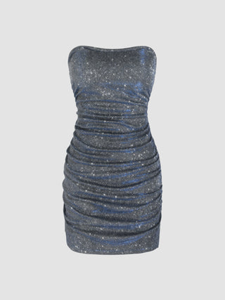 Sequins Tube Ruched Mini Dress
