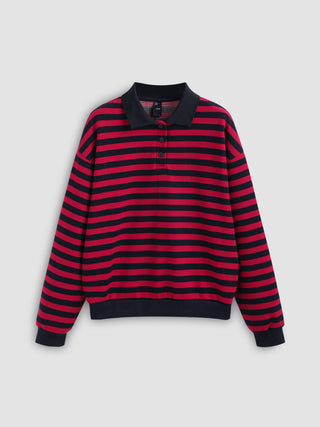 Polo Striped Button Sweatshirt