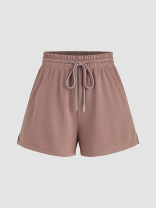 Mid Waist Solid Pocket Straight Leg Shorts Curve & Plus