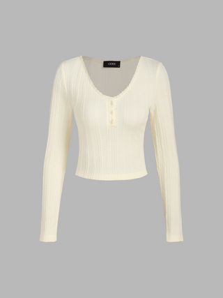 Scoop Neck Solid Rib Knit Crop Top