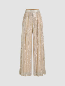 Sequins Mid Waist Straight Leg Trousers Curve & Plus