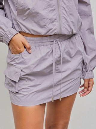 Mid Waist Solid Cargo Mini Skirt