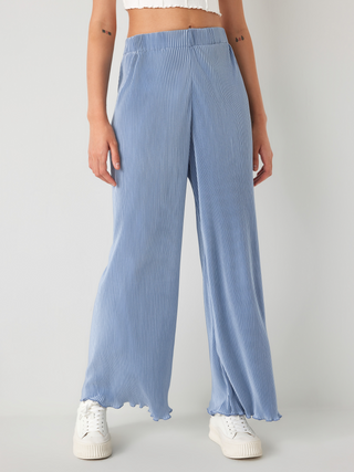 Satin High Waist Wide Leg Trousers