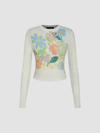 Round Neckline Floral Crop Top