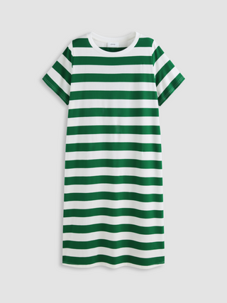 Round Neck Short Sleeve Striped Lounge Dress Curve & Plus